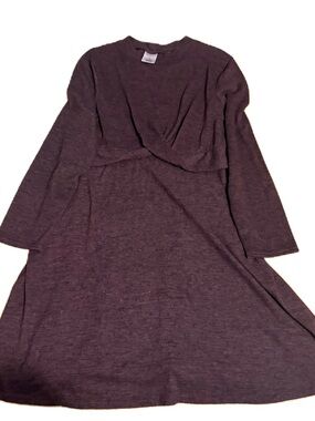 Serra Dark Plum Long Sleeve Knit Dress XL Twist Waist Purple
